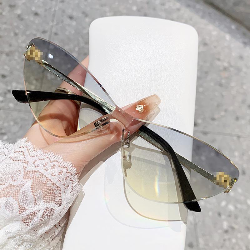 Frameless Trimmed Sunglasses Letter M Mijia Sunglasses Gradual Change Color Cat Glasses