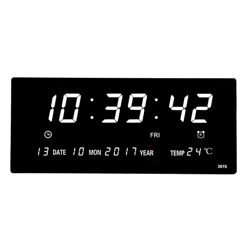 Modern LED Digital Wall Clock with Calendar and Temperature Display, Large Numbers, for Living Room