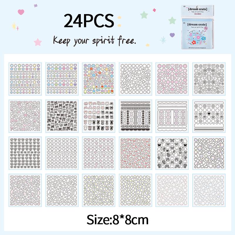 24/30pcs Cartoon Decorative Stickers Cute Flower Food Decals Party Favors Phone Case Decorations Journal Sticker