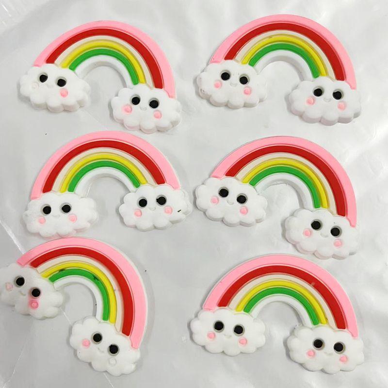 10pcs New Cute rainbow Series PVC Flexible Glue Flat Back DIY Scrapbook Embellishment Phone Craft Decoration