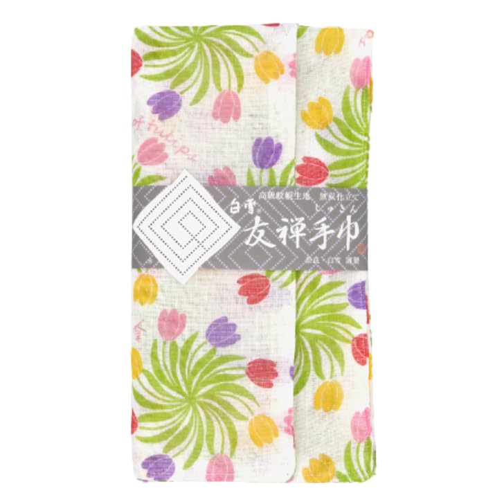 Shirayuki Shirayuki Yuzen Hand of Dishcloth, Towel/Large Handkerchief/Tea Towel/Reversible (Windmill Tulips)