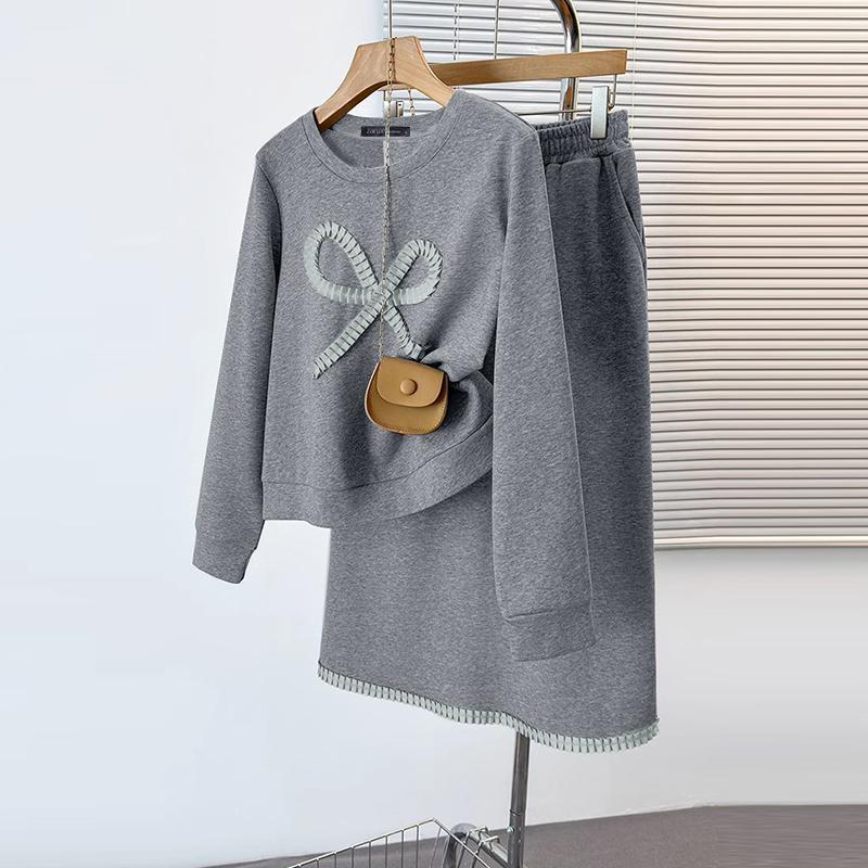 

ZANZEA Женские свитшоты с принтом и юбки Повседневные костюмы-двойки 5XL серый