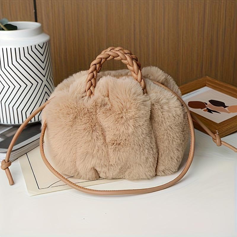 Chic Mini Plush Handbag & Crossbody Bag, Soft Fuzzy Purse with Top Handle, Ideal for Teen Parties, Outings, School, Everyday Use