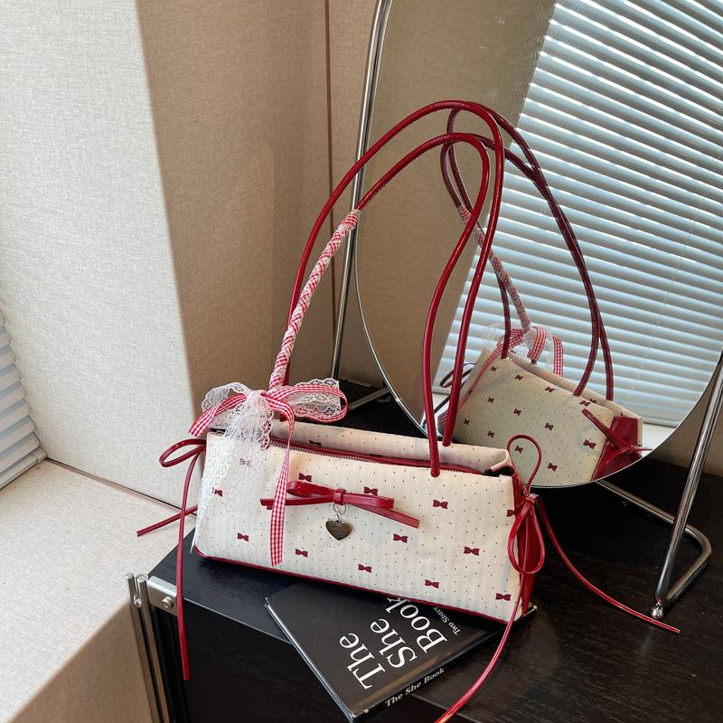 

Fashion versatile sweet bow underarm bag women s 2025 summer simple niche high-end single shoulder handbag 31*9*13