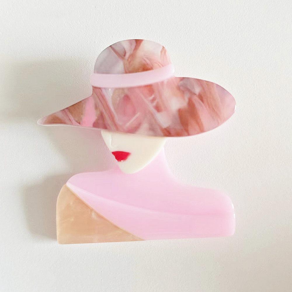 Acrylic Women Portrait Pin Cartoon Coat Badge Elegant Animal Brooches