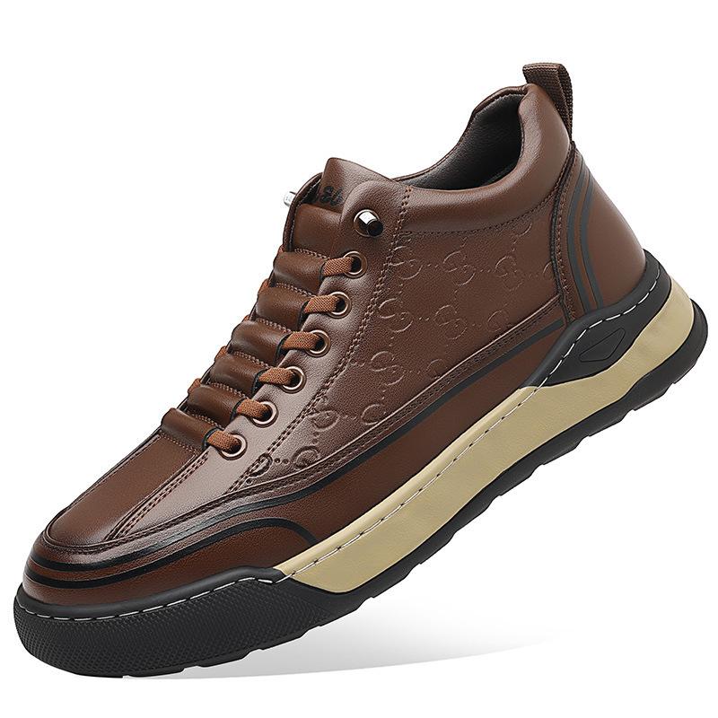 

2024 autumn new men s casual overfoot leather shoes sports trend board shoes men s one-pedal men s shoes 44 коричневий