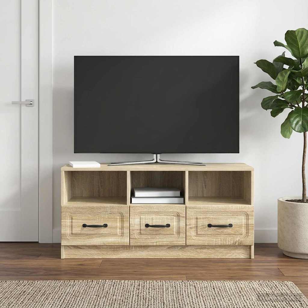 TV Cabinet in Sonoma Oak Finish 102 x 34.5 x 47 cm Particleboard