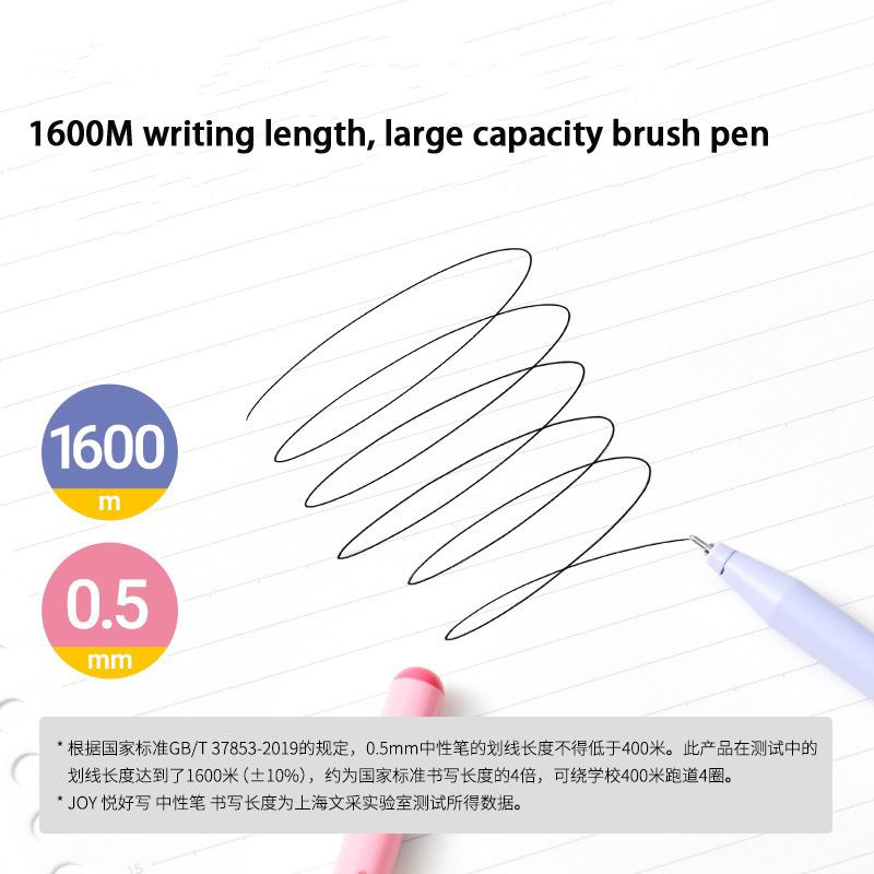 KACO JOY Gel Pen 0.5mm Black Fun Capped Biscuit Stick Style Frosted Body Daily Writing Pens 1600m Large Capacity School Supplies