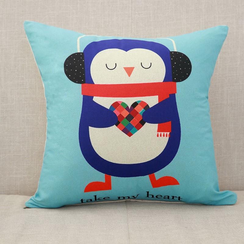 Cartoon Gift Pillow Sofa Bay Window Linen Cushion Cover