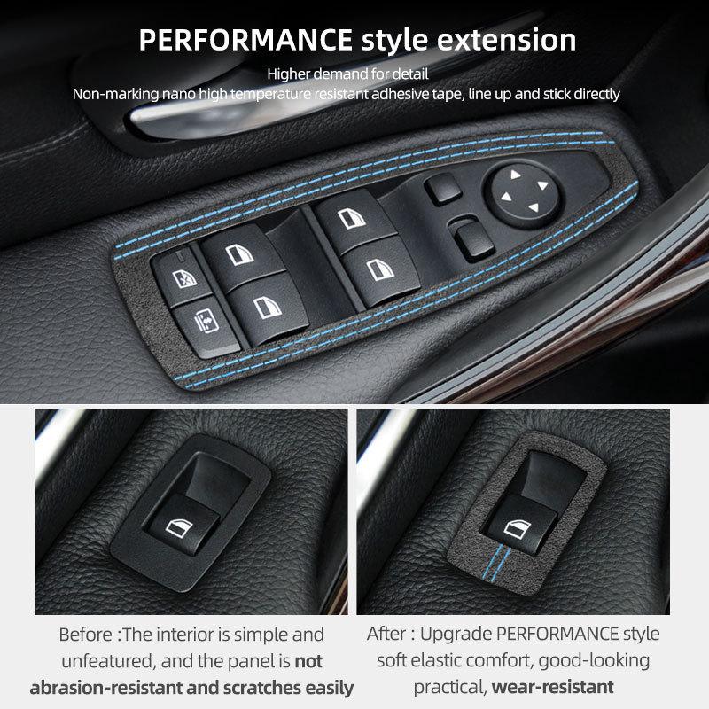 For BMW X1 F48 F20 F30 F30 F34 Made of Alcantara Window Switch Lift Panel Trim Performance 4pcs Sticker Car Interior Accessories