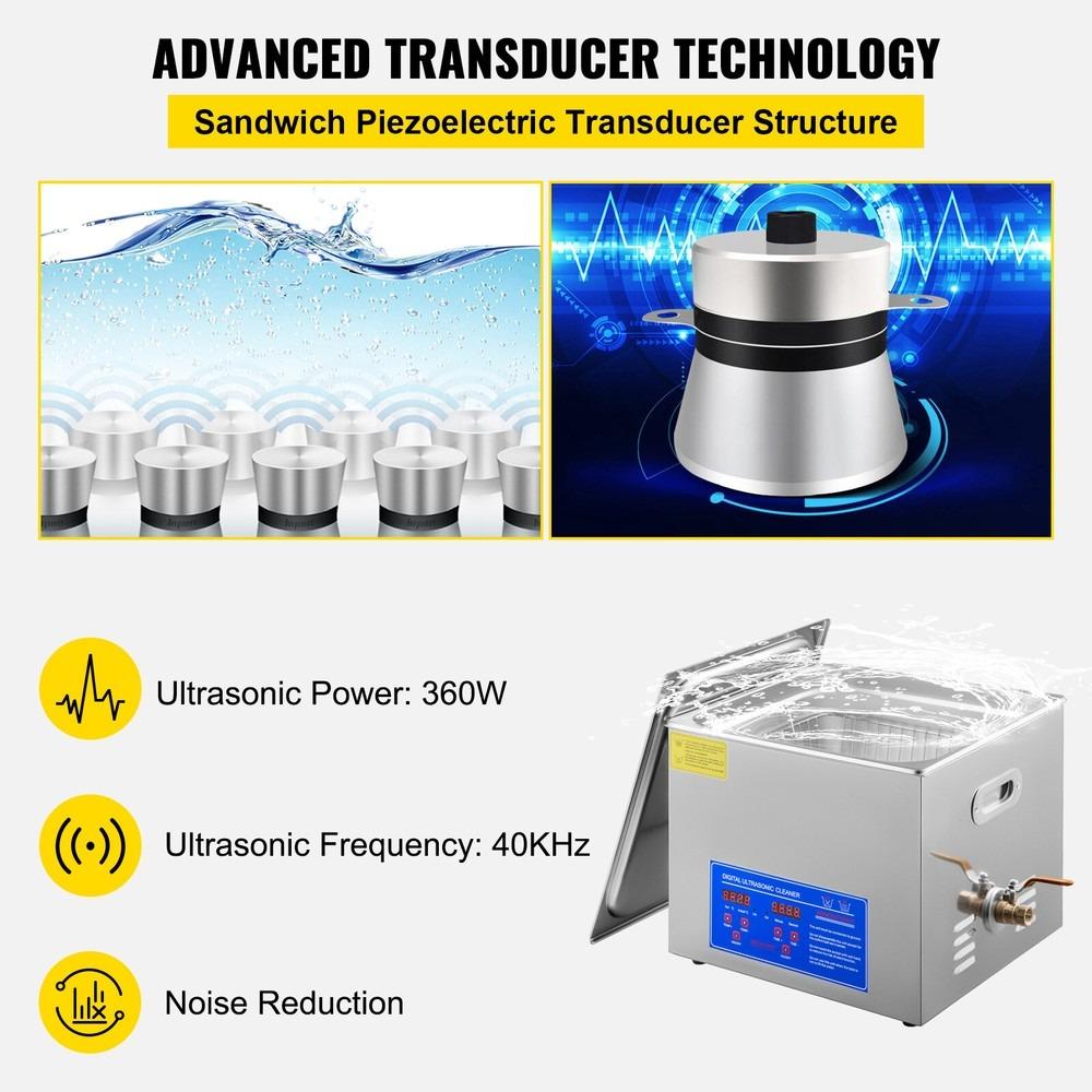 15L Ultrasonic Cleaner with Timer Heating Machine Digital Sonic Cleaner
