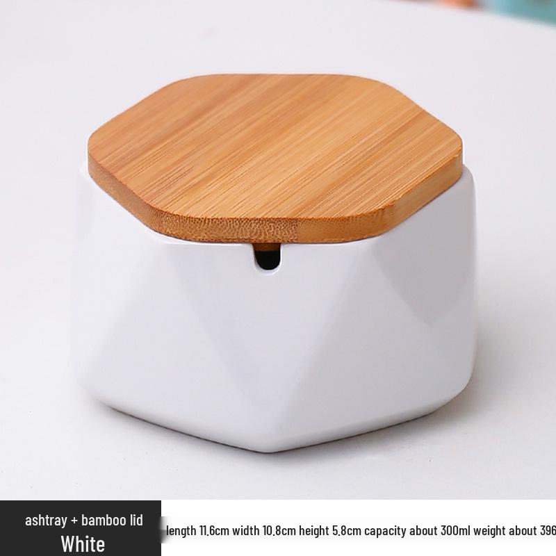 Скандинавская минималистичная шестиугольная керамическая пепельница с крышкой – трендовый декор для дома и офиса One piece