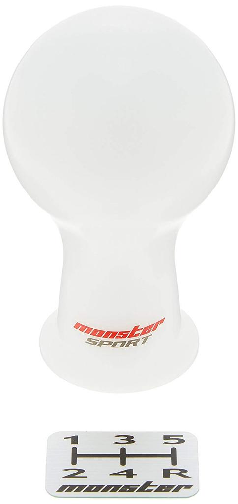 MONSTER SPORT Shift Knob, A Type (Spherical Shape), White, M12xP1.25, Toyota/Subaru/Suzuki, Etc. 831136-0000M M12 x P1.25