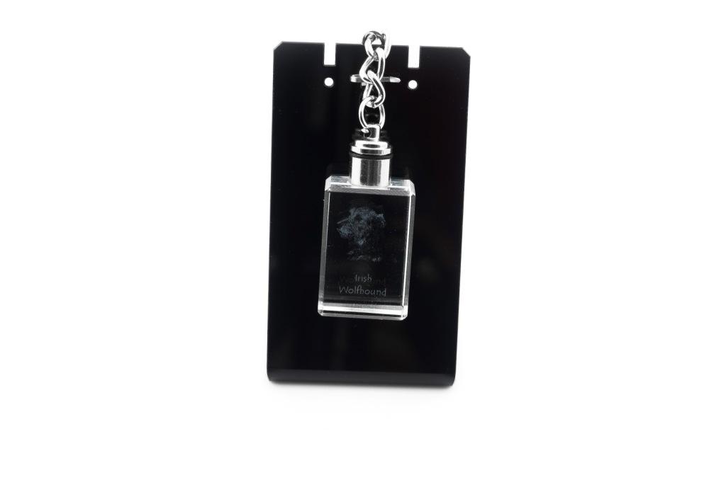 Irish Wolfhound - Crystal Key Ring with Dog Photo, Illuminated Key Ring, Unique Gift by Art-Dog Brand