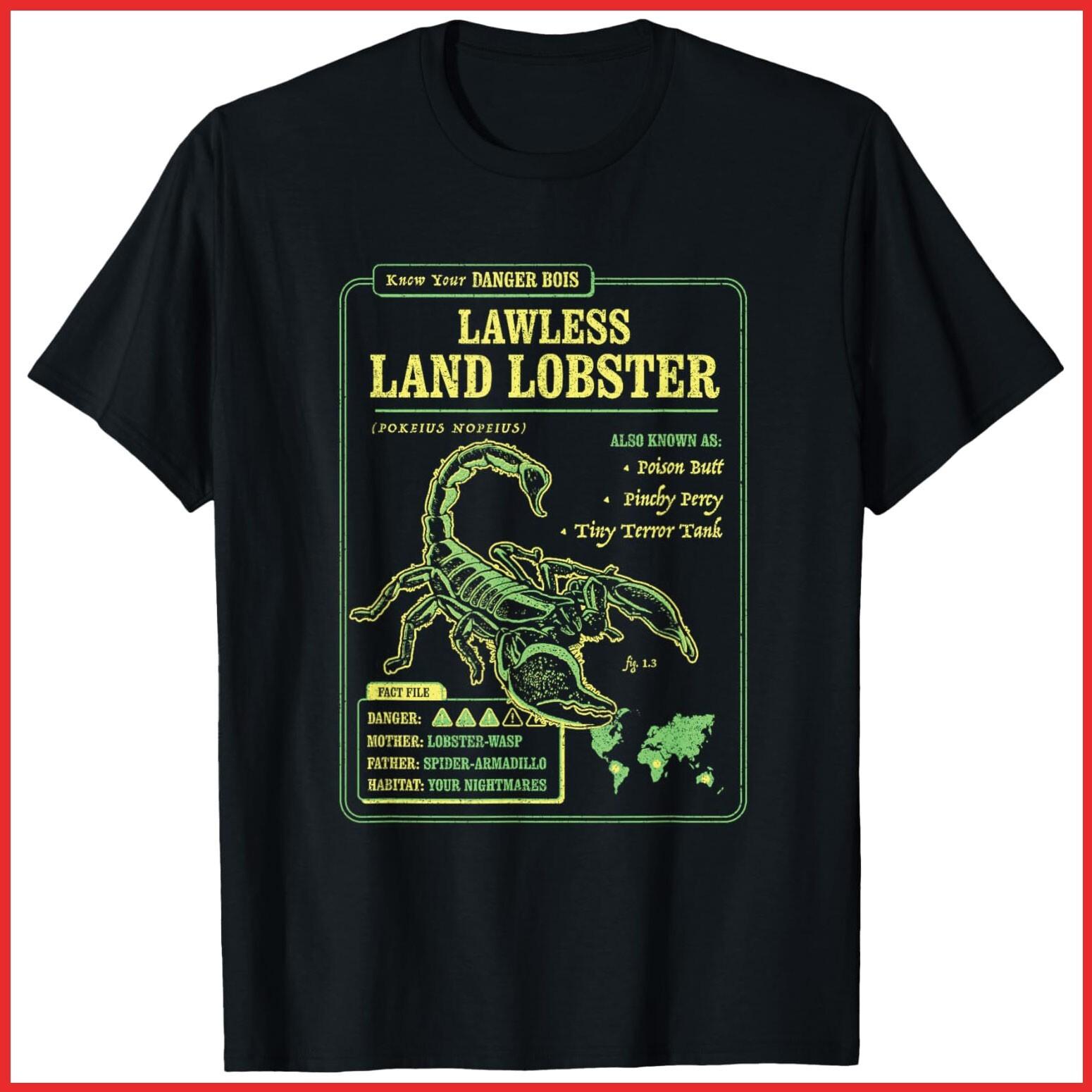 Lawless Land Lobster AKA Scorpion Black Cotton T-Shirt S-5XL L