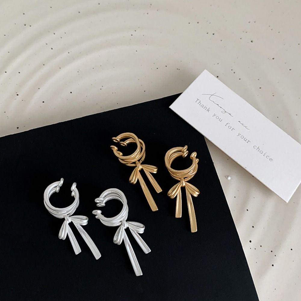 Nicht durchstechende Schnürung Schleife Ohr Manschetten Harajuku Schleifen Ohrringe Vintage Balletcore Band Ohr Manschette Mädchen