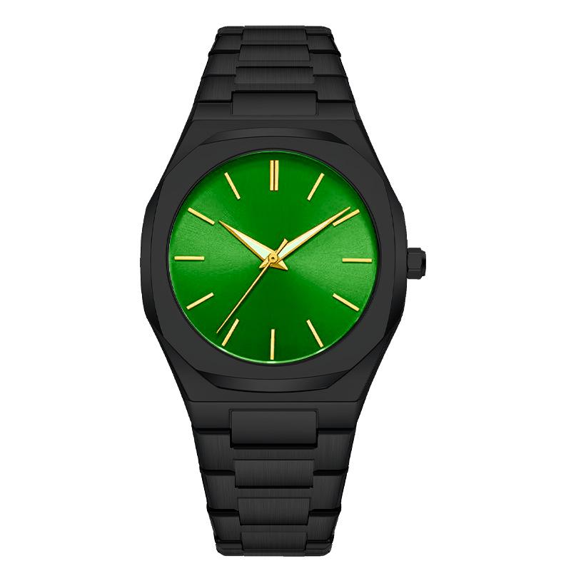 High-End Men's Quartz Watch with Large Dial and Steel Band, featuring Arabic Numerals.