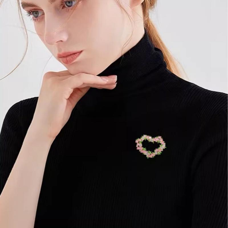 Spilla Ghirlanda Cuore Rosa Dolce Amore per Donne Moda Elegante Spilla da Bavero Accessori Cappotto Maglione Vestito Gioielli Regali