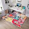 K-pop Idol Cute Cartoon Carpet Non-slip Polyester Carpet with Vibrant Mango and Rabbit Design for Bedroom Decor