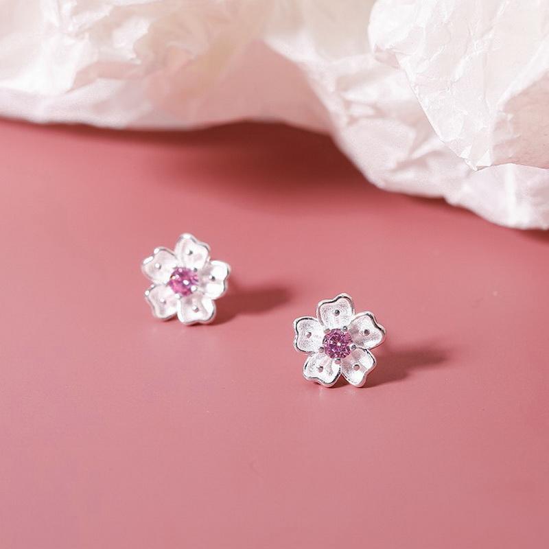Korean Romantic Cherry Blossoms Flower Tassel Earring For Women Sweet Pink Tulip Opal Pearl Zircon Earring Trend Wedding Jewelry