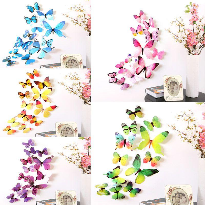 Exquisite 12pcs 3d Butterfly Wall Stickers Perfect For Stylish Bedroom Decor And Decoration