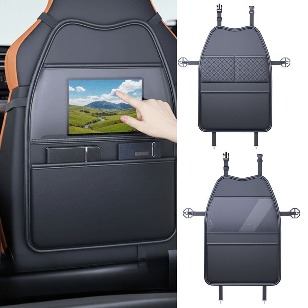 PU Car Seat Protection Cover Tablet Holder Auto Seat Back Storage Bag for Children