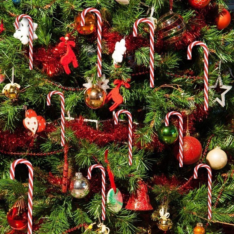 20/10PCS Christmas Tree Hanging Candy Cane Home Decoration Xmas Party Ornaments Pendants Candy Cane Prop Children New Year Gifts