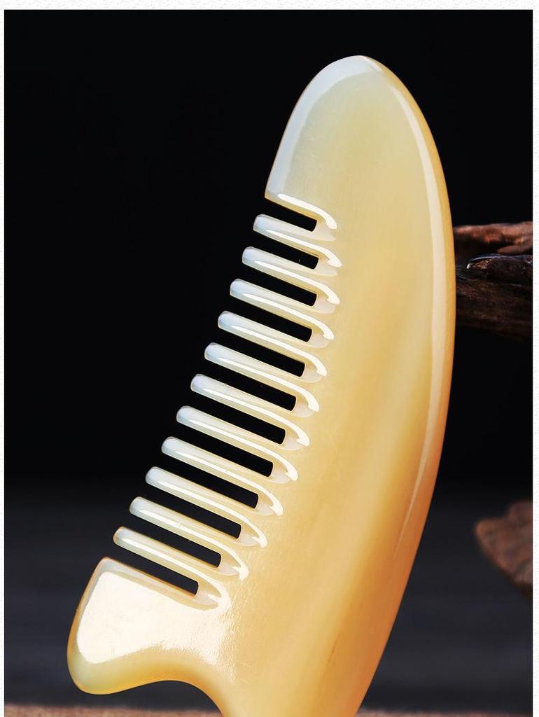 Natural Ox Horn Wide-Tooth Curly Hair Comb - Scalp Massage for Men & Women