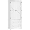 Kitchen Sideboard, Tall, 2-Door Cabinet, 2 Drawers, 6 Shelf Racks, 80 x 39.5 x 184.5 cm, White