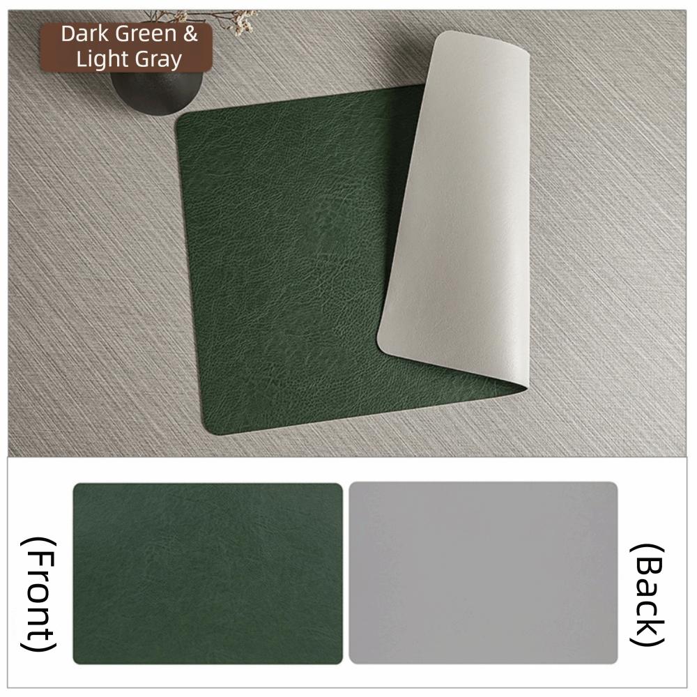 

Faux Leather Table Placemats Double-Sides Square Dining Table Mat Waterproof Heat Resistant Table Place Mats For Kitchen Dining 445-300mm