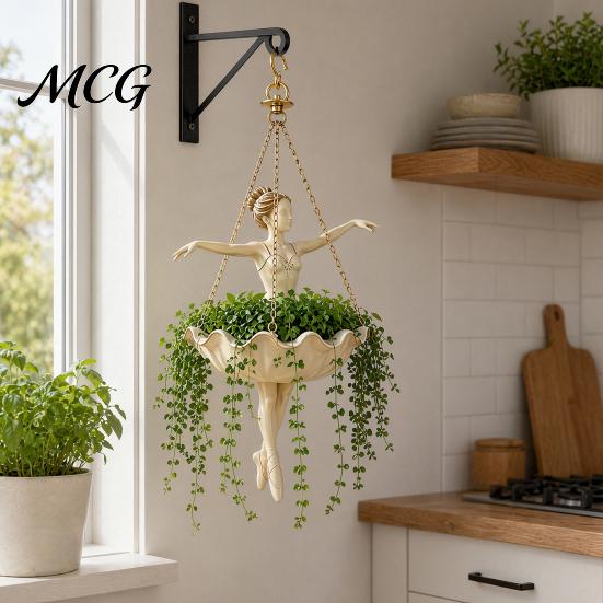 Ballet Dancer Hanging Planter Planter, Cute Resin Ballerina Plant Pot, Elegant Holder for Succulents Artistic Trailing Vines Spider Plants Hanger