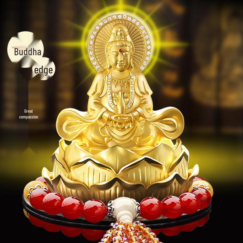 Double-Sided Alloy Guanyin Buddha Car Ornament for Center Console