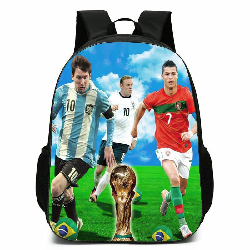 Football Messi Anime Cartoon Character Student Backpack For Kids Schooling