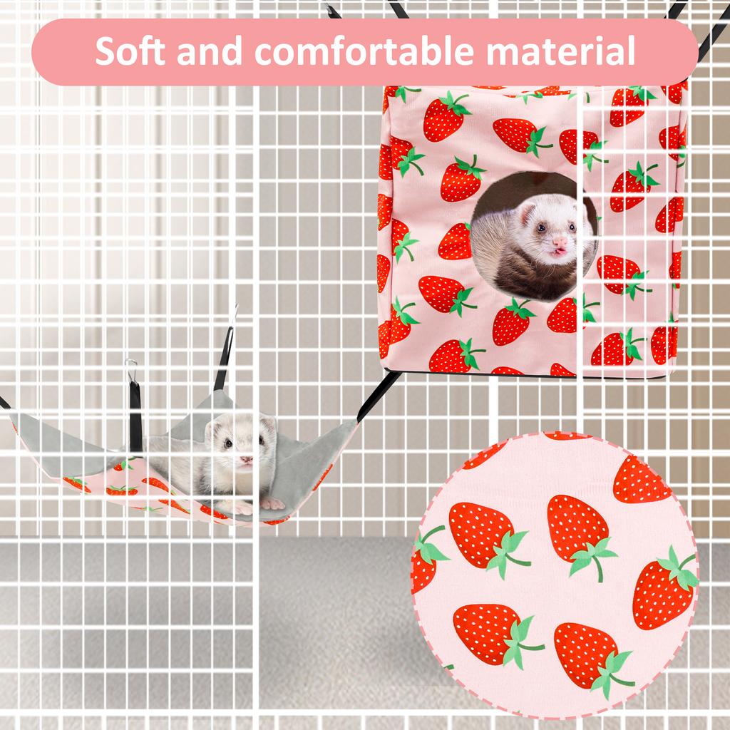 4Pcs Hamster Hammock Set Polyester Ferret Rat Hammock Set Soft Comfortable Hanging Guinea Pig Hideout Bed Small Pet Supplies