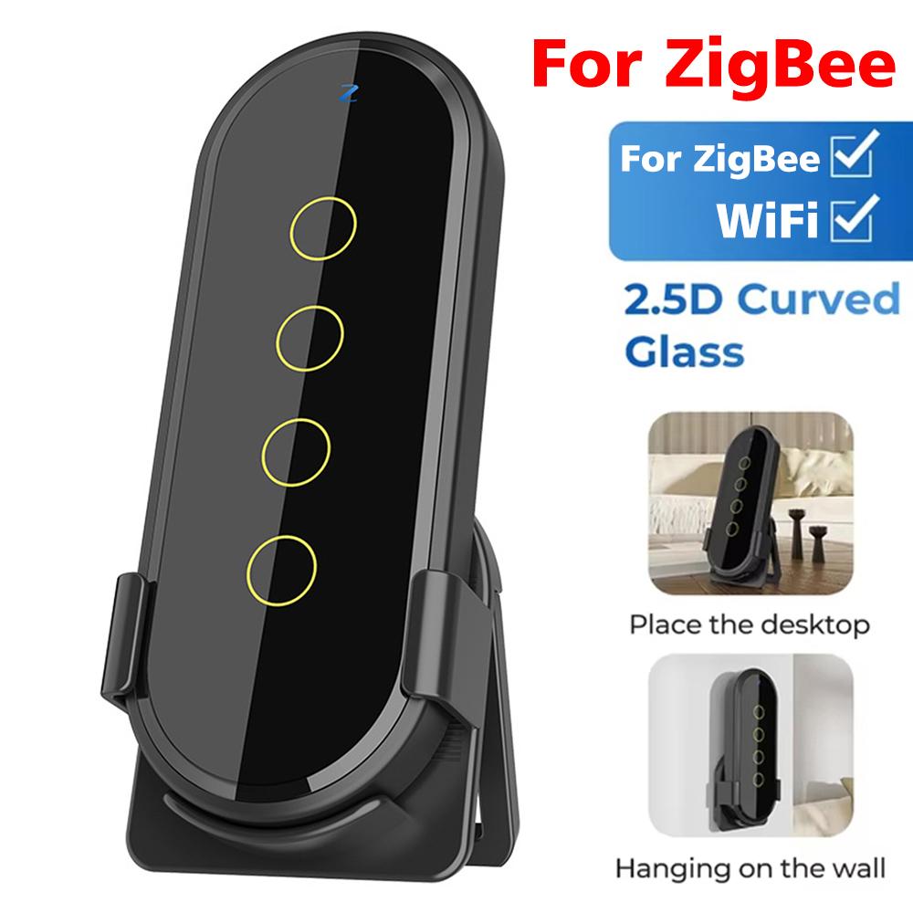 

Tuya ZigBee беспроводной умный дом сценический переключатель света 4 Gang 12 сцен сенсорный выключатель света пульт дистанционного управления приложение Smart Life чёрный