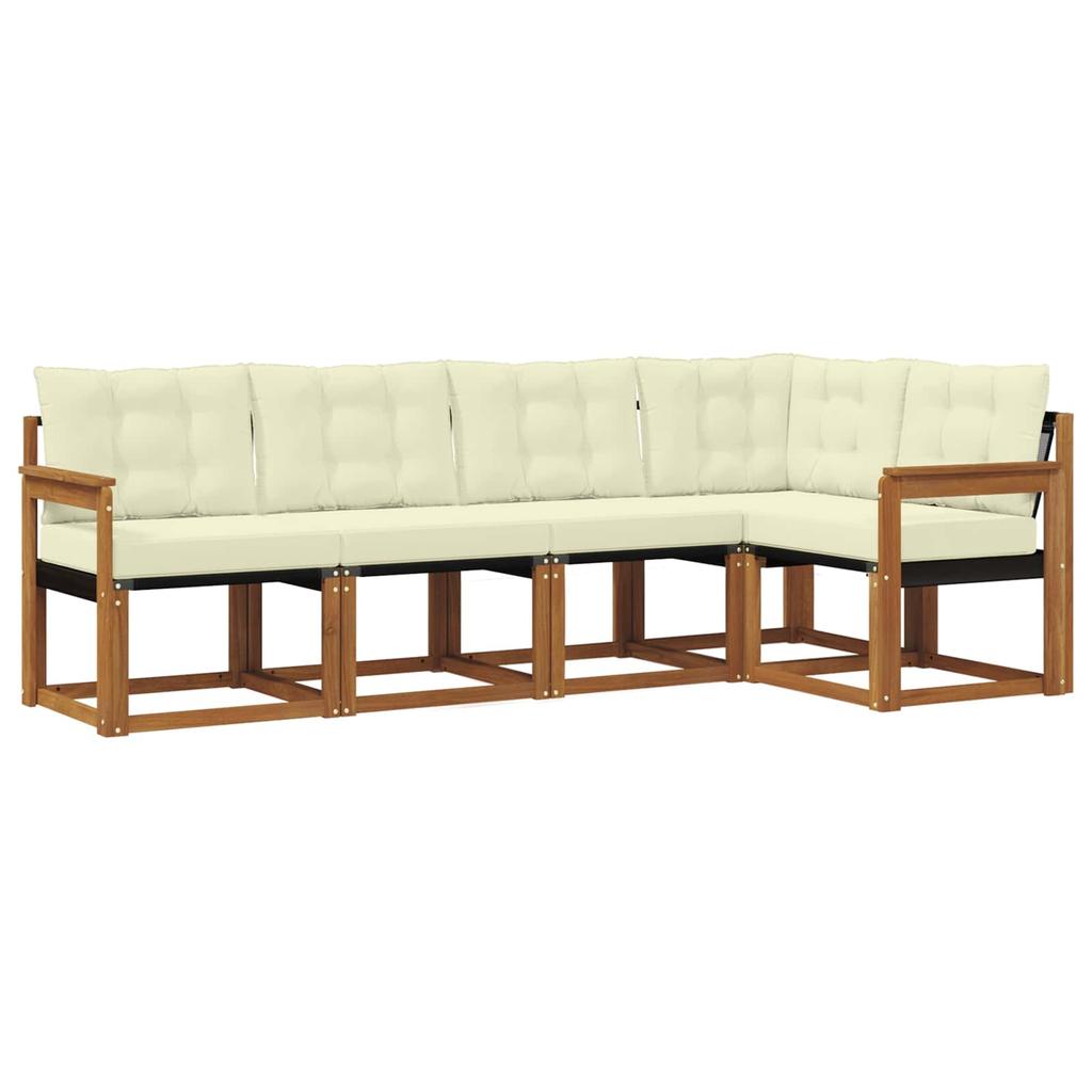 Outdoor Sofa Set with Cushions 5 Pcs Natural and Cream