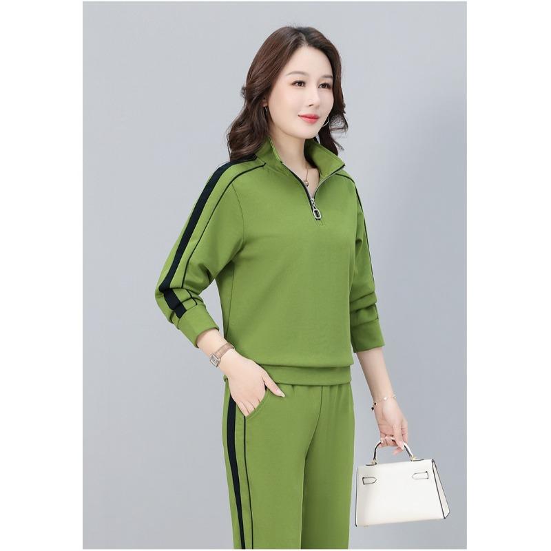 Fashion Women Half Zip Stand Collar Sportswear Suit Casual Spring Autumn Outdoor Sports Two Piece Tracksuit for Ladies