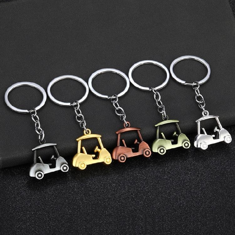 2pcs Realistic Zinc Alloy Golf Cart Pendant Keychain Golf Themed Keyring Souvenir For Enthusiasts Fashionable Gift