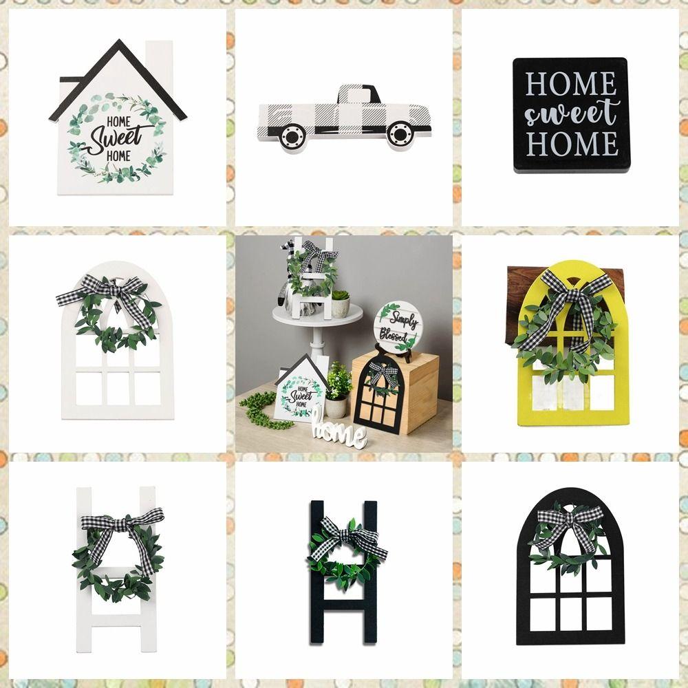 

Exquisite Layered Tray DIY Car Ornaments Rustic Hanging Sign Photo Props 7