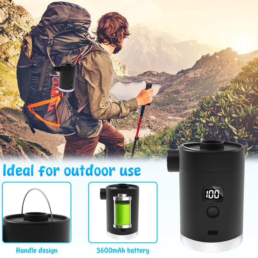 Portable Wireless Inflation Pump Outdoor Mini Air Pump with Digital Power Display and LED for Camping Vacuum Bag Air Cushion NEW