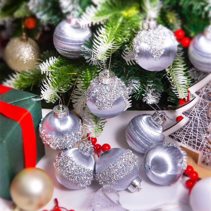 Silk Thread Wave Christmas Balls – Hand-painted Tree Ornaments, 6cm, Set of 12