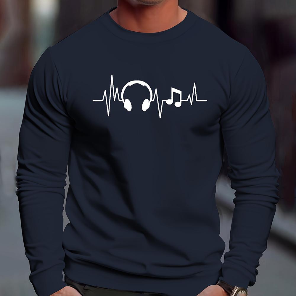 

Мужская осенняя повседневная футболка с длинным рукавом и круглым вырезом 2023 года, новые мужские спортивные топы с 3D-цифровой музыкальной печатью, зимняя нижняя рубашка M