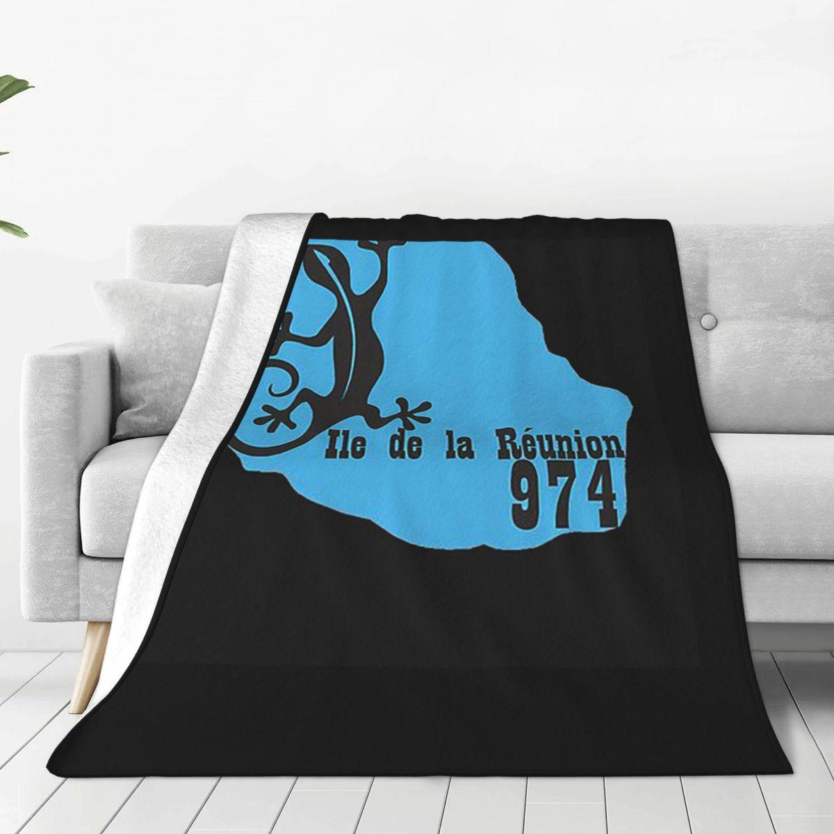 974 Reunion Island Flag Blanket Soft Warm Flannel Throw Blanket Cover for Bed Living room Picnic Travel Home Couch 75X95CM