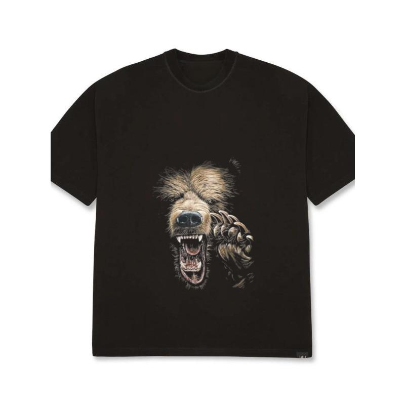 T-shirt Oversize Imprimé Visage d'Ours Blanc Décontracté Streetwear Top Unisexe pour le Quotidien et les Sorties