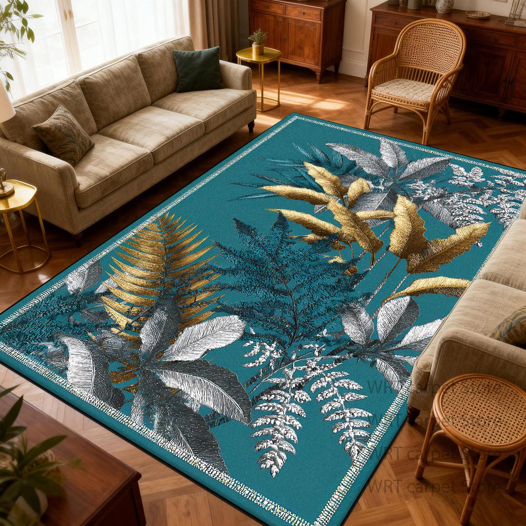 Light Luxury Plant Style Living Room Carpet Bedroom Lounge Large Area Decoration Rugs Home Non-slip Washable Door Mat Outdoor