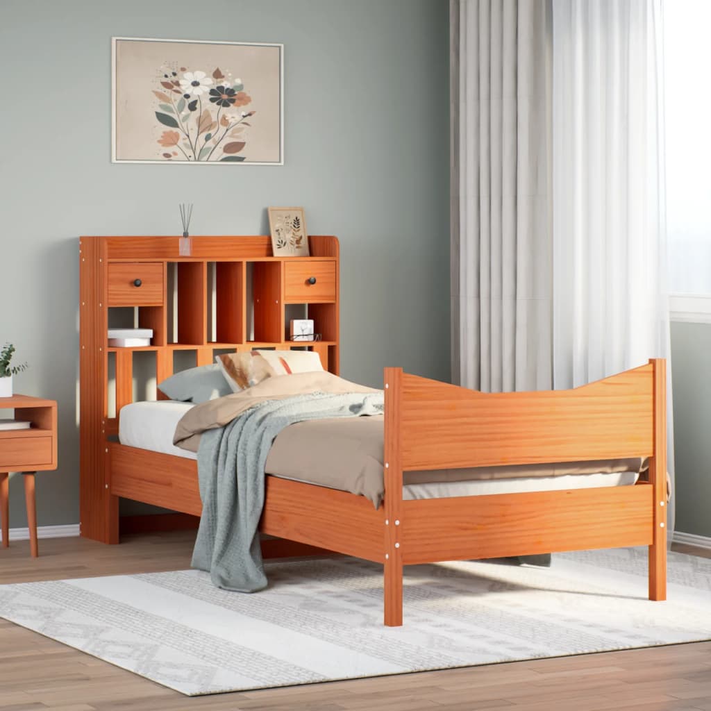 Solid Wood Bed without Mattress Wax Brown 75 x 190 cm Pine Wood