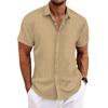 Europäisches Herren-Kurzarm-Baumwoll-Leinen Casual Lockeres Atmungsaktives Jacquard-Hemd