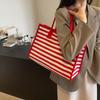 Canvas Bag Women's Large-capacity Tote Bag Bag 2025 New Niche Plaid Mommy Commuter Bag Shoulder Leisure Bag