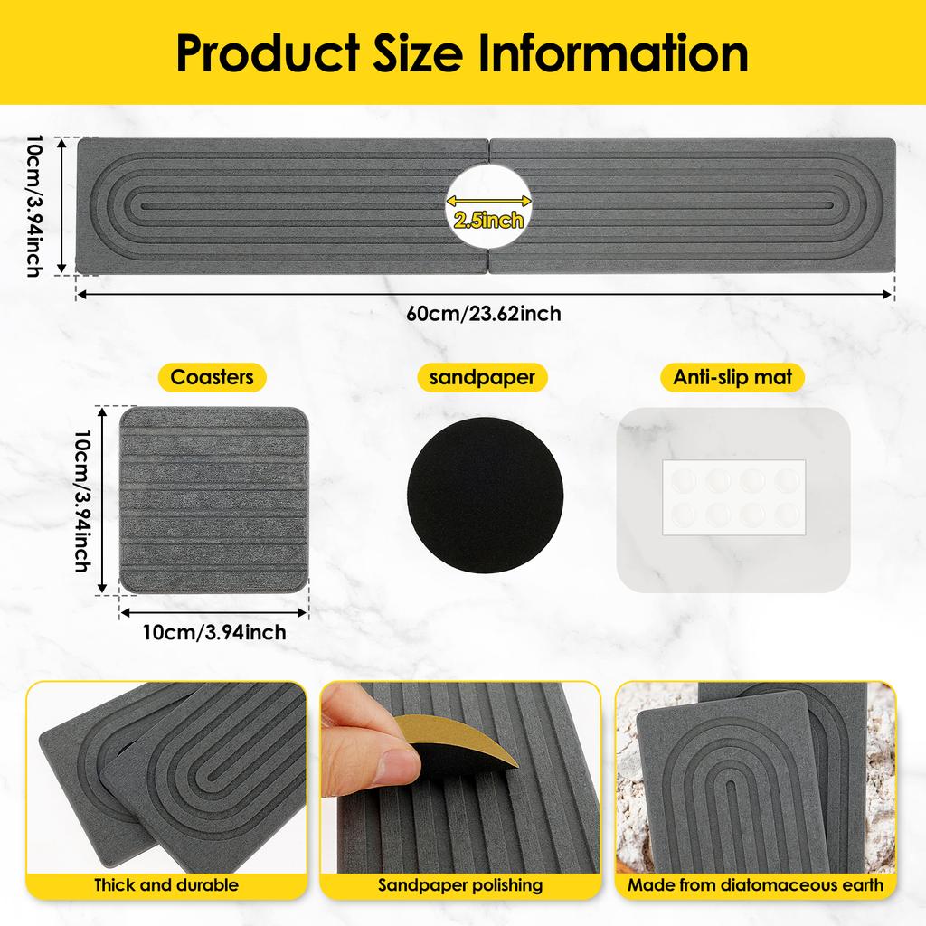 Kitchen Sink Faucet Mat Diatomite Sink Faucet Splash Guard Water Absorbent Stone Sink Tray Quick Drying Soap Sponge Sink Pad