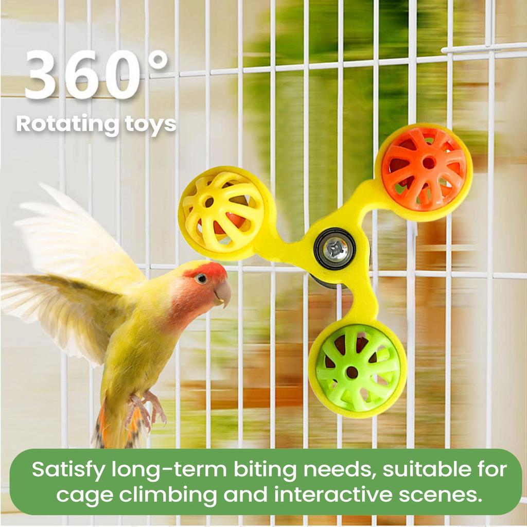 Papageienspielzeug Lustige drehende Windmühle mit 3 Glöckchen Vogelkäfigspielzeug Papageienbeißer Lustiges Glöckchen- und Rotationsspielzeug für Wellensittich, Conure, Unzertrennlichen